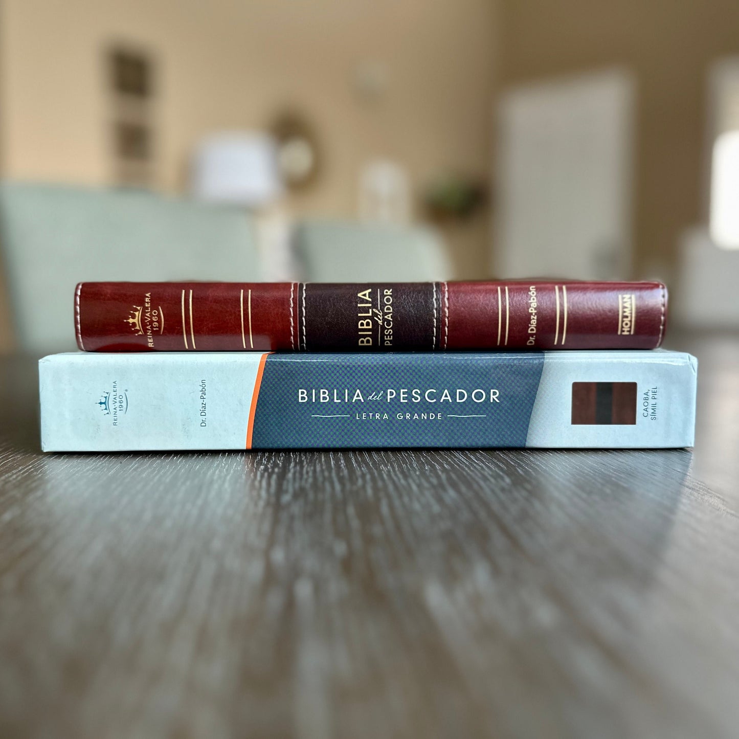 Biblia Personalizada | Reina Valera 1960 Biblia del Pescador | Letra Grande | Caoba Símil Piel | Personalized Christian Gift | Spanish Bible