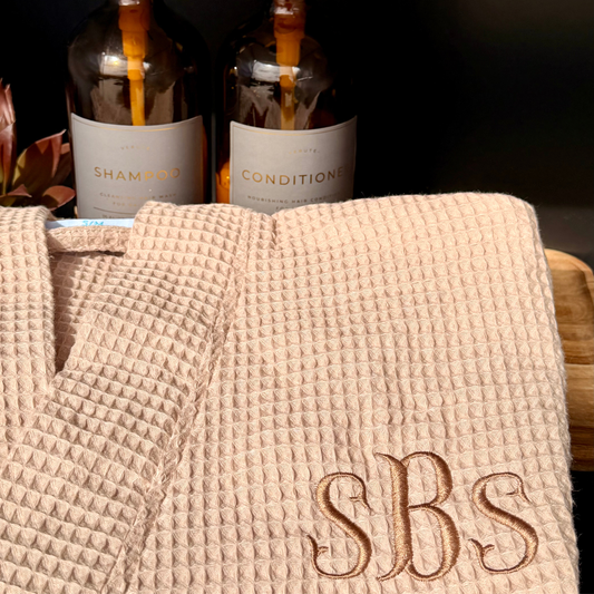 Personalized Short Length Unisex Waffle Weave Kimono Robe