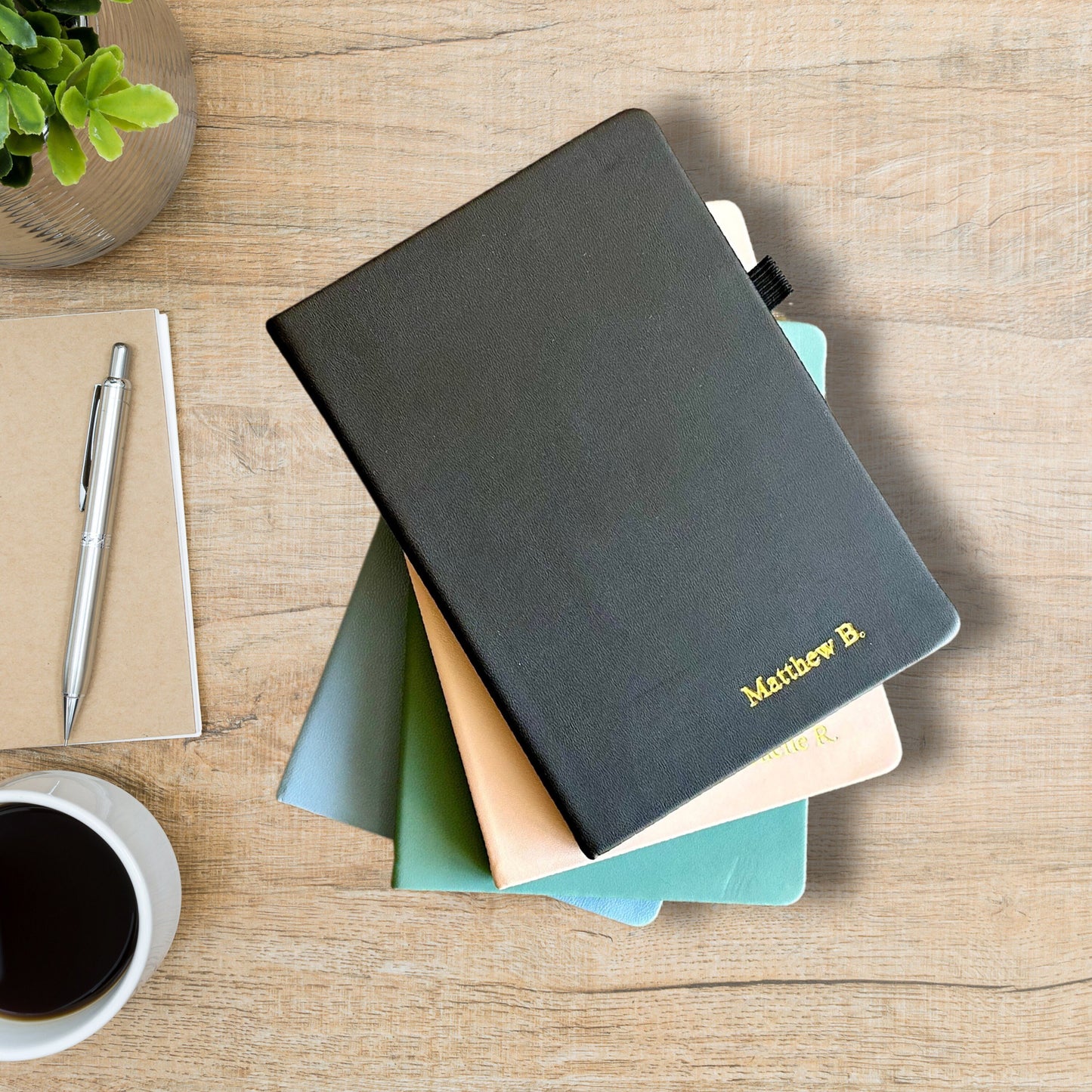 Personalized Hardcover Vegan Leather Journal - Custom Imprinted