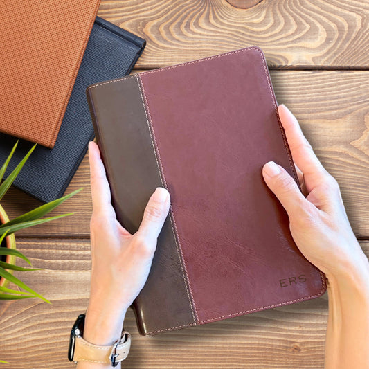 Personalized NLT Life Application Study Bible | Third Edition | Red Letter | LeatherLike Brown/Mahogany | Thumb Index