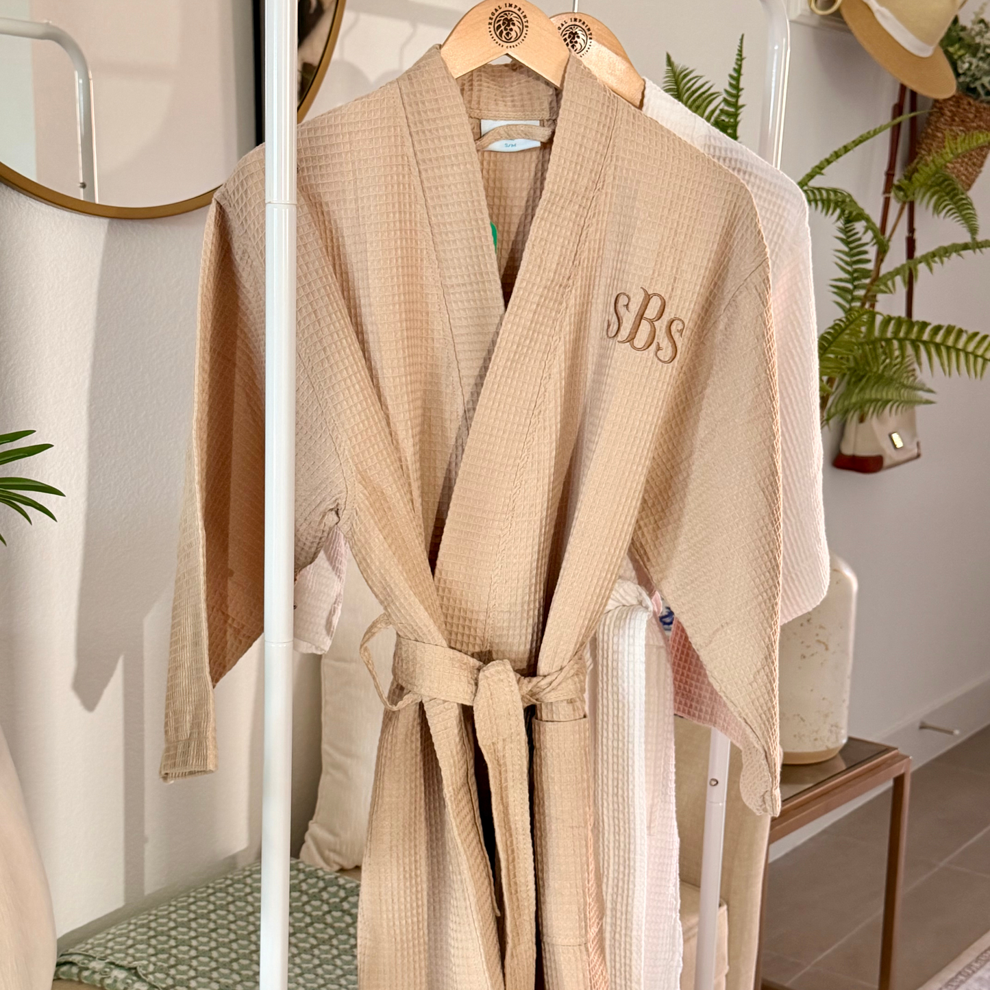 Personalized Full Length Unisex Waffle Weave Kimono Robe