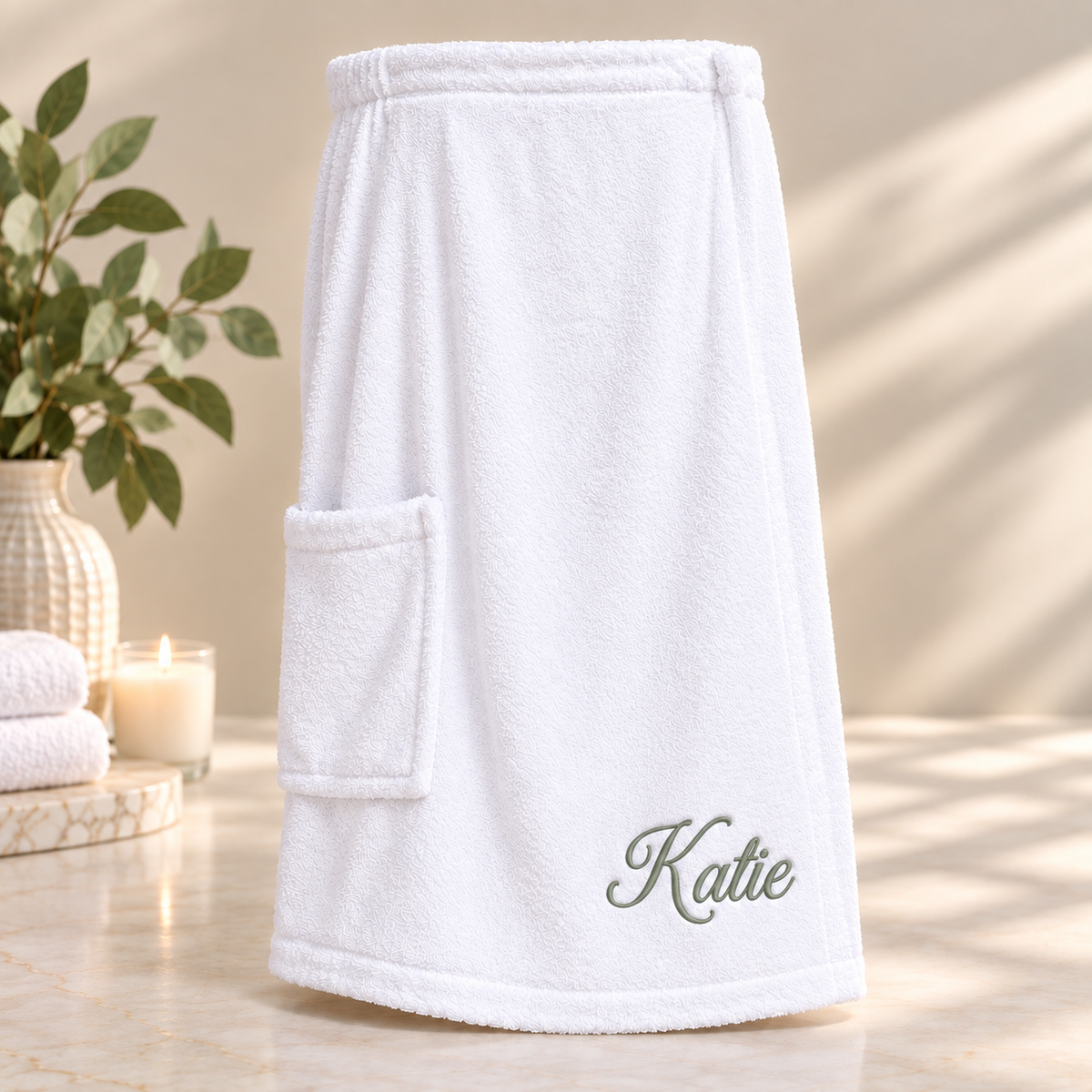 Personalized Turkish Cotton Spa Wrap with Embroidered Name