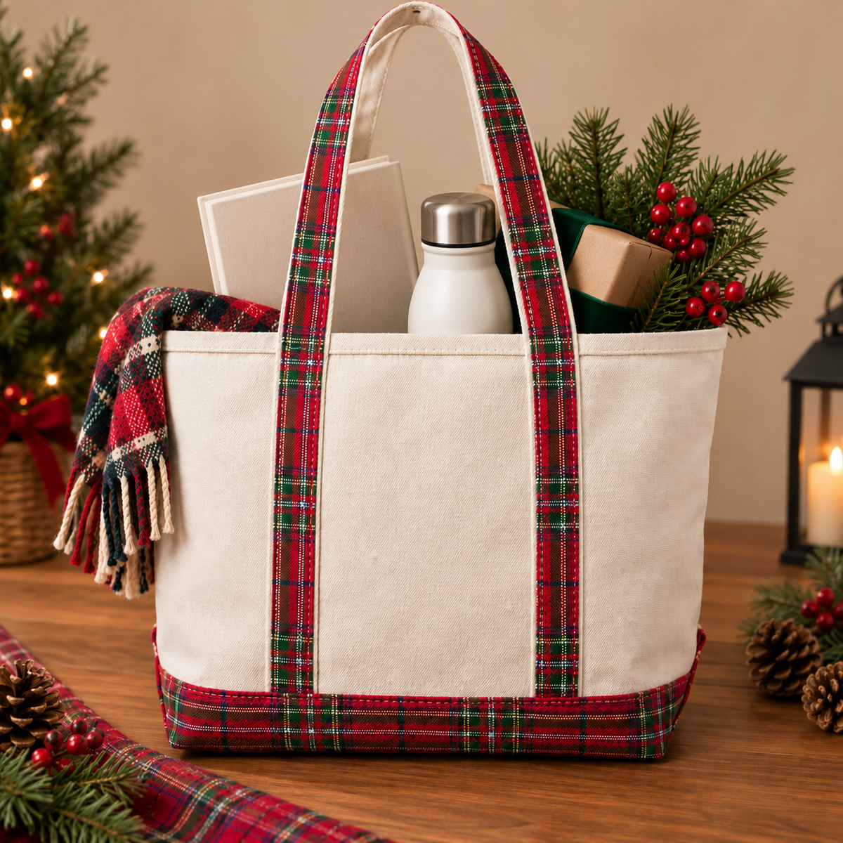 Personalized Tartan Plaid Classic Canvas Tote Bag