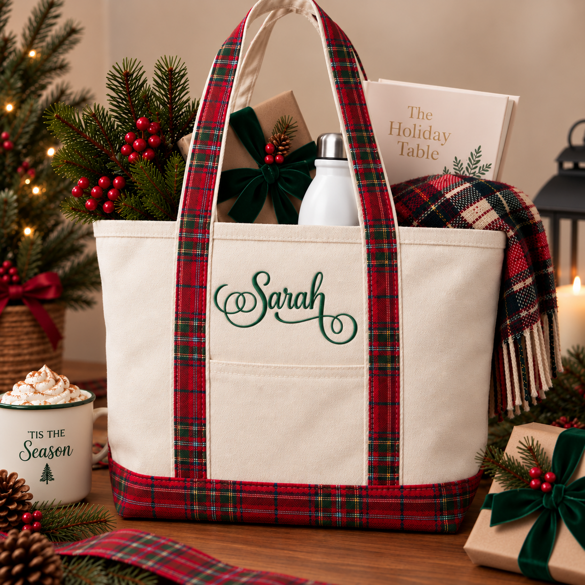 Personalized Tartan Plaid Classic Canvas Tote Bag