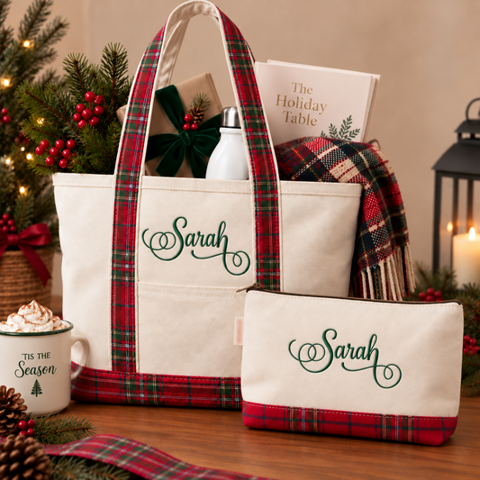 Personalized Tartan Plaid Classic Canvas Tote Bag