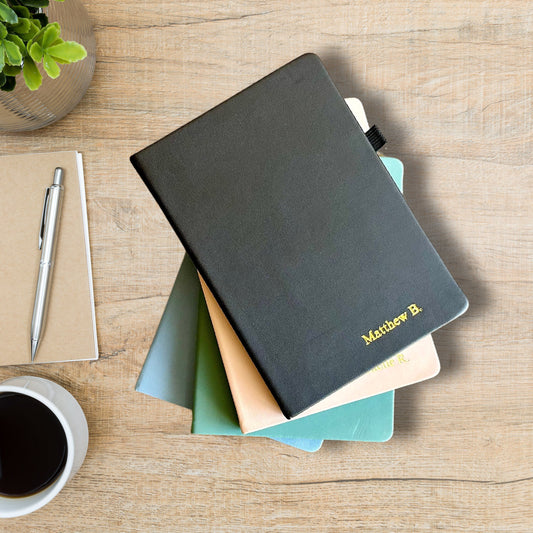 Personalized Hardcover Vegan Leather Journal - Custom Imprinted