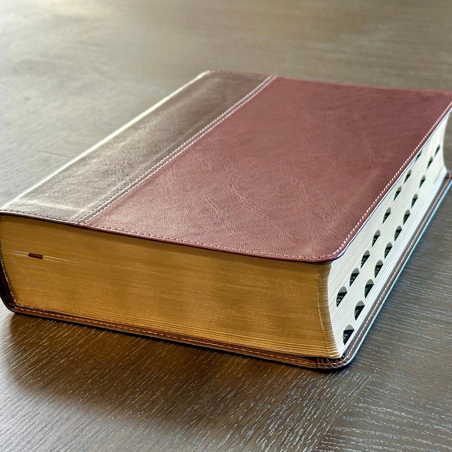 Personalized NLT Life Application Study Bible | Third Edition | Red Letter | LeatherLike Brown/Mahogany | Thumb Index