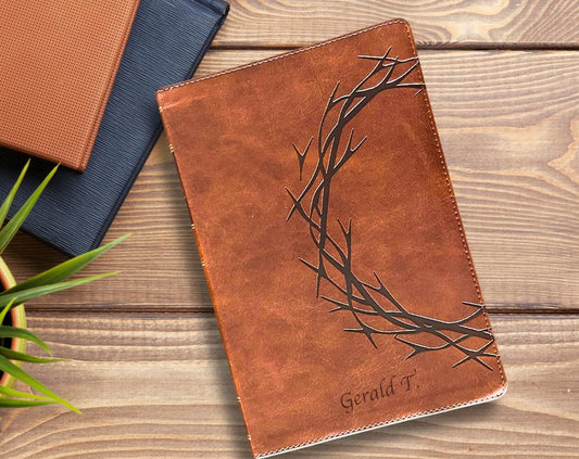 Personalized KJV Bible: Giant Print, Vegan Leather, Crown of Thorns